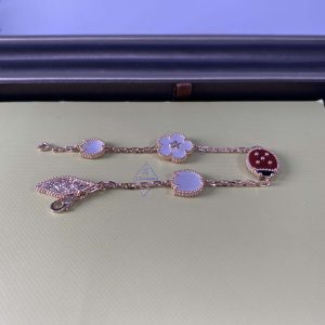 Lucky Alhambra Pure 18K Rose Gold Bracelet with 5 Motifs