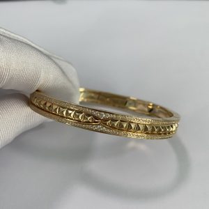 Bulgari B.zero1 Rock 18K Yellow Gold Bracelet Studded Spiral and Pavé Diamonds on The Edges