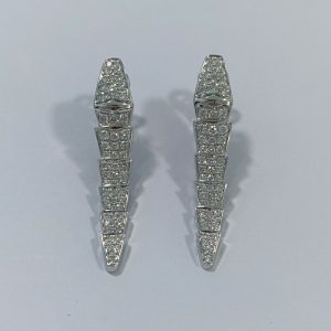 Bulgari Serpenti Viper 18K White Gold Earrigns Pavé Diamonds