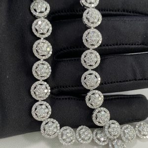 Customized Solid 18K Gold Necklace Paved Diamond