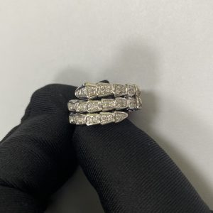 Replica Bulgari Serpenti Viper Two Coil Earrings 18K White Gold Diamonds