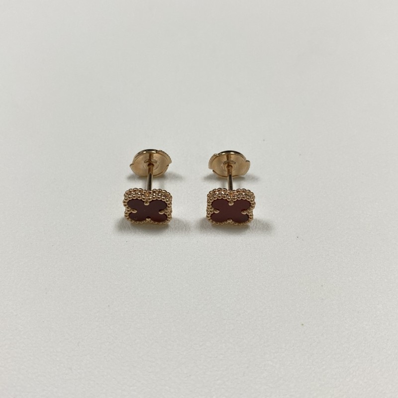 Cheap Price VCA Sweet Alhambra Earstuds 18K Rose Gold Carnelian VCARN6BO00