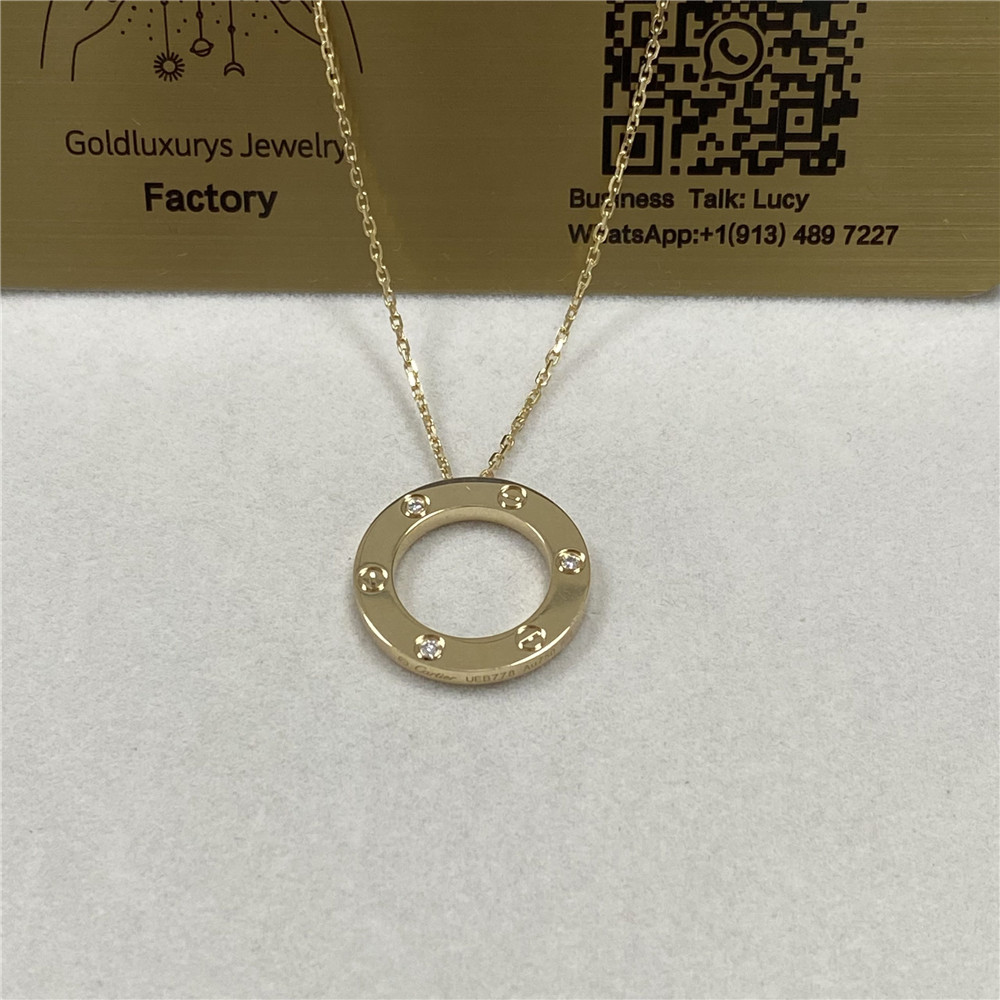 Cartier Love Necklace 3 Diamonds 18K Yellow Gold