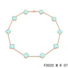 Van Cleef Arpels Vintage Alhambra Necklace Pink Gold 10 Motifs Replica