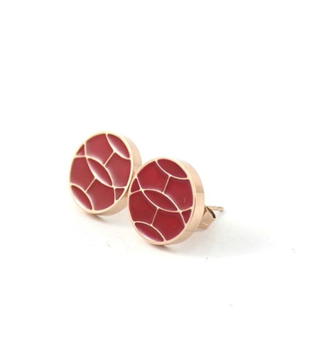 Replica Hermes Earring, Red with Pink Gold