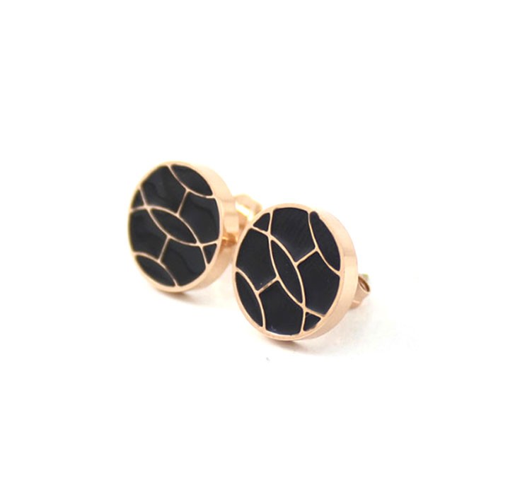 Classic Hermes Earring, Black with Pink Gold