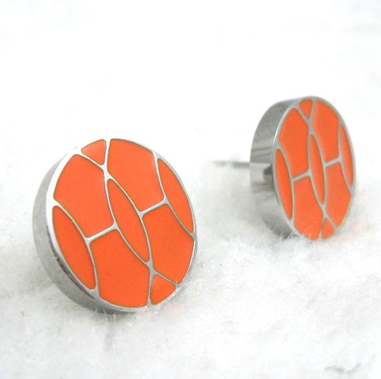 Hermes White Gold Earring With Orange Color