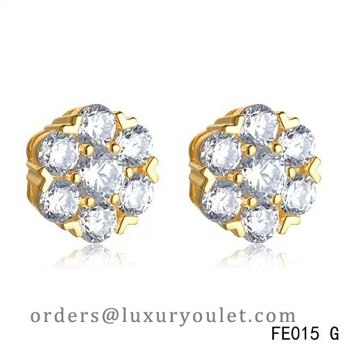Van Cleef & Arpels Yellow Gold Fleurette Diamonds Earstuds
