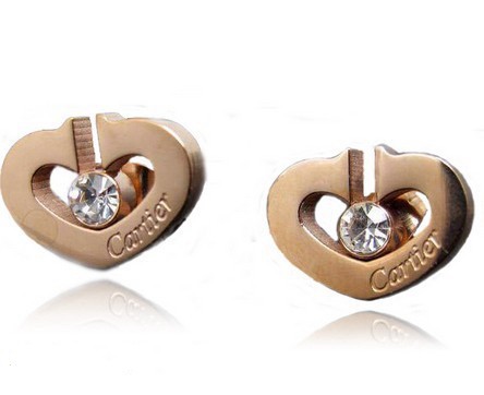 Cartier Heart Earrings in 18kt Pink Gold with Diamond