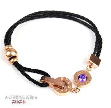 Bvlgari Bracelet in 18kt Pink Gold with Amethyst and Black Cotto