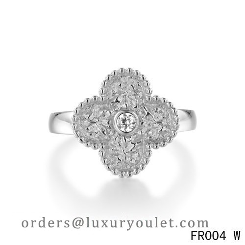 Van Cleef & Arpels Vintage Alhambra Ring,White Gold with Diamond