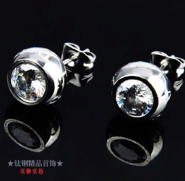 Bvlgari Stud Earrings in 18kt White Gold with Clear CZ Stones