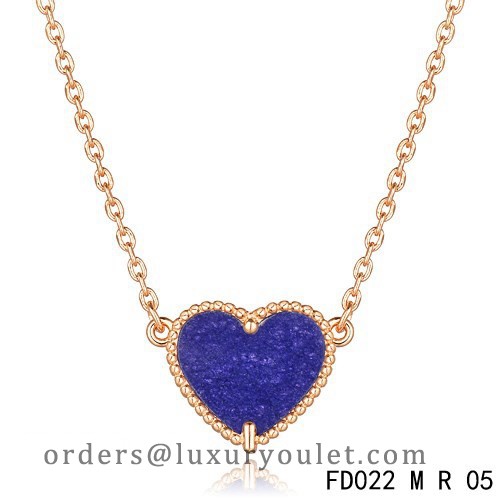 Van Cleef Arpels Sweet Alhambra Lapis Lazuli Heart Necklace Pink Gold
