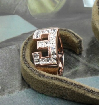 Cartier Figure "3" Luckly Ring, Pink Gold With Baguette-Cut Diamonds Paved