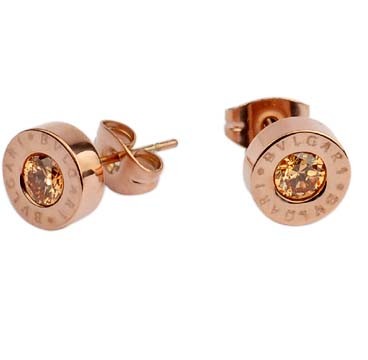 Bvlgari Stud Earrings in 18kt Pink Gold with Champagne Crystal