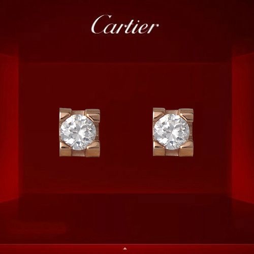 C DE Cartier Earrings in Pink Gold with Diamond