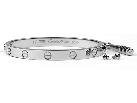 Cartier 18kt White Gold Love Bangle with Screwdriver For Women