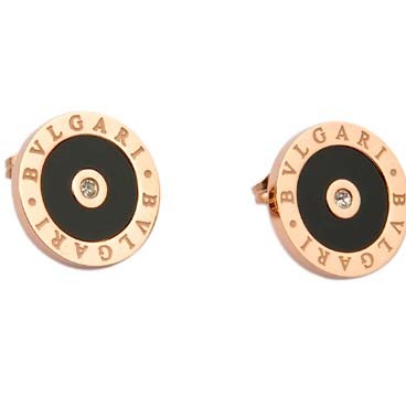 Bvlgari Stud Earrings in 18kt Yellow Gold with Black Mother of P