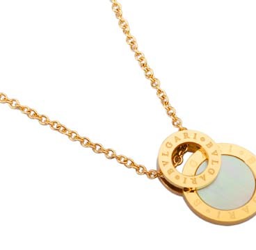 Bvlgari Necklace in 18kt Yellow Gold with White Ceramic