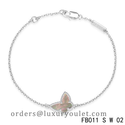 Van Cleef & Arpels Sweet Alhambra Butterfly mini Bracelet in White Gold with Gray Mother-of-peral