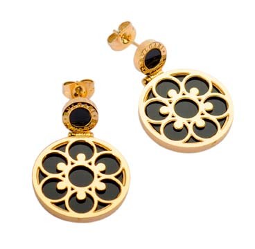 Bvlgari Earrings in 18kt Yellow Gold with Black Onyx