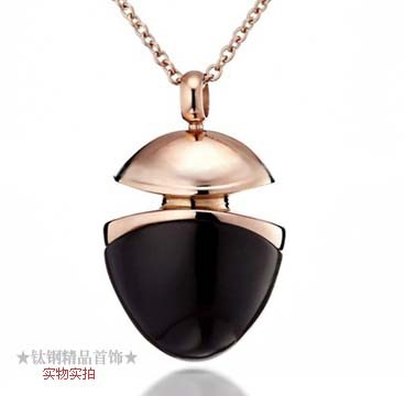 Bvlgari Perfume Bottle Pendant Necklace in 18kt Pink Gold With B
