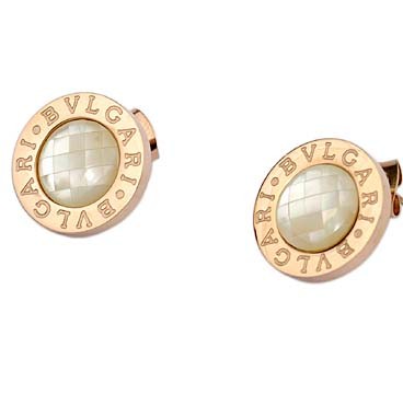 Bvlgari Stud Earrings in 18kt Pink Gold with White Mother of Pea