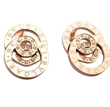Bvlgari Two-Ring Stud Earrings in 18kt Pink Gold