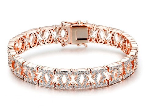 C De Cartier Bracelet in 18kt Rose Gold with Full Paved Diamonds