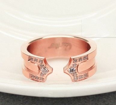 Cartier Double C Wedding Band Ring in 18k Pink Gold Set With Diamonds