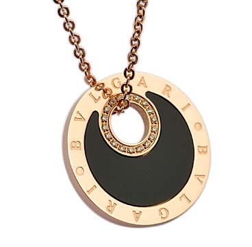 Bvlgari Necklace in 18kt Pink Gold Paved With Diamonds and Black
