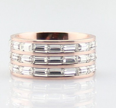 Cartier 3 Row Wedding Band Ring with Baguette-Cut Diamonds