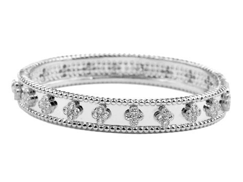 Van Cleef & Arpels Perlee Clover Bracelet in 18kt White Gold with Diamonds