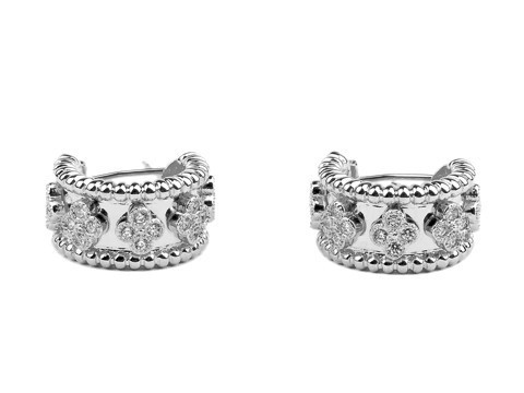 Van Cleef & Arpels Perlee Diamonds Earrings in 18kt Pink Gold with Pave Diamonds