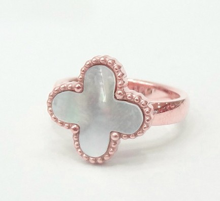 Van Cleef & Arpels Magic Alhambra Ring in Pink Gold with Smooth White Mother of Pearl