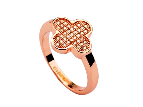 Van Cleef & Arpels Perlee Ring in 18kt Pink Gold with Pave Diamonds
