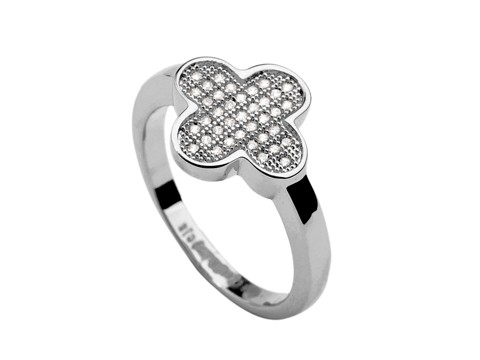 Van Cleef & Arpels Perlee Ring in 18kt White Gold with Pave Diamonds