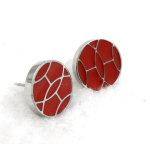 Hermes White Gold Earring With Red Color