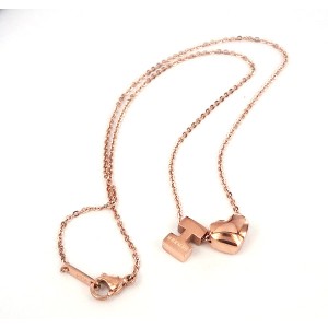 Hermes H logo with heart cham necklace,18K rose gold