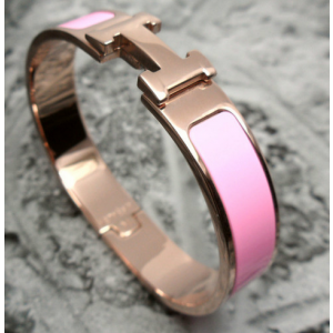 Classic Hermes LOGO Bangle With 18K Rose Gold