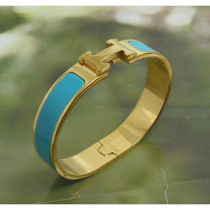 Classic Hermes LOGO Bangle With 18K Yellow Gold
