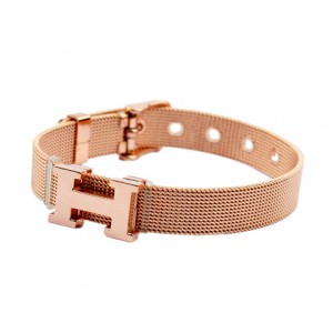 Classic Hermes "H" Logo Bracelet in 18kt Pink Gold