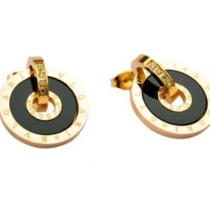Bvlgari Stud Earrings in 18kt Yellow Gold with Black Onyx