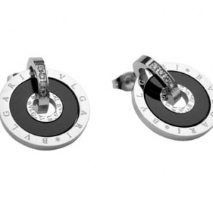 Bvlgari Stud Earrings in 18kt White Gold with Black Onyx
