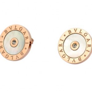 Bvlgari Stud Earrings in 18kt Pink Gold with White Mother of Pea