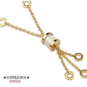 Bvlgari BZERO1 Charms Necklace in 18kt Yellow Gold with White Ce
