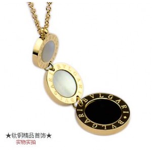 Bvlgari Charms Necklace in 18kt Yellow Gold with White and Black