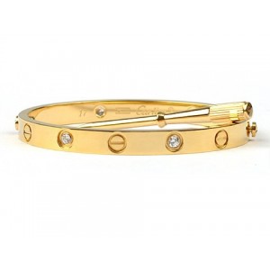 Cartier 18kt Yellow Gold LOVE Bangle Set with 4 Diamonds for Men
