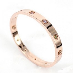 Cartier LOVE Bracelet in 18k Pink Gold With Coloured Stones