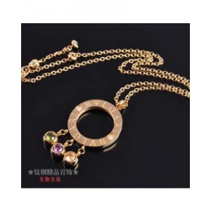 Bvlgari Charms Necklace in 18kt Yellow Gold with Crystals and Pa